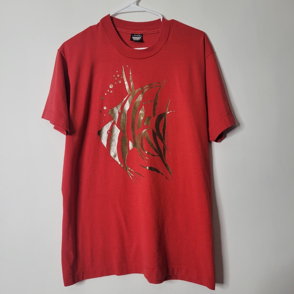 Screen Stars Best Men Size L Cotton/Poly Red Short Sleeve 1989 Airwaves Shirt
